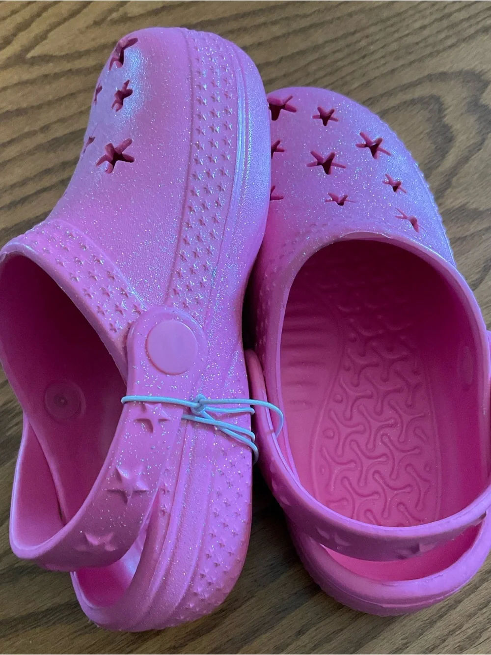 Girls’ Pink Sparkly Glitter Star-Cutout Clog-Style Sandals, Sz M (13/1)